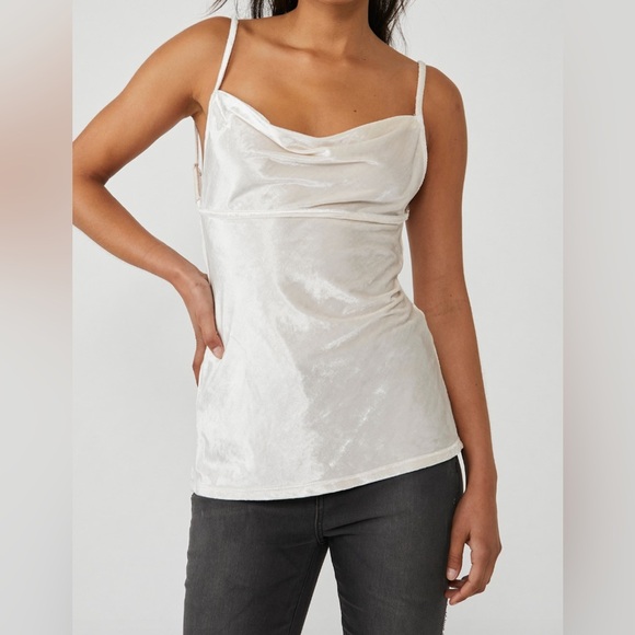 Free People ALL NIGHT VELVET TUNIC in Champagne. Romantic Honeymoon Soft Large - Picture 2 of 9